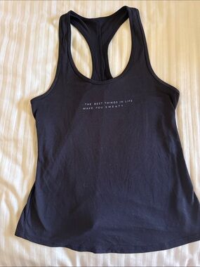 Black Racerback Tank Top with Motivational Chest Text